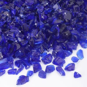 Mr. Fireglass Recycled Fire Glass for Natural or Propane Fire Pit Fireplace Gas Log Sets, 10 Pounds, Cobalt Blue