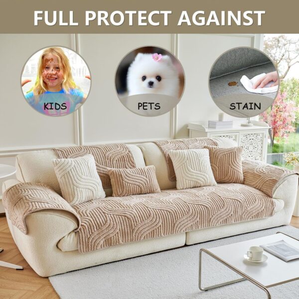 Jecpuo Washable Pet Couch Cover Protector for Sectional Sofa Armrest Headrest Covers Pad Anti-Slip Pet Friendly Boho Loveseat Slipcovers