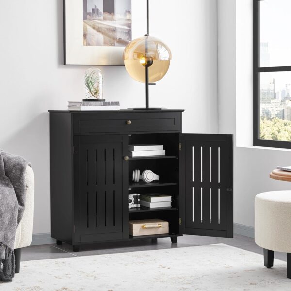 Yaheetech Coffee Bar Cabinet, Bathroom Cabinet with 1 Drawer & Adjustable Shelf, Kitchen Buffet Storage Cabinet for Home Office, Black