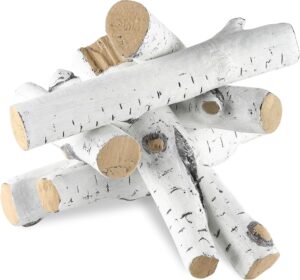 814ai-ikl1L._AC_SL1500_.jpg VEVOR 6 Pcs Large Withe Birch Logs, Gas Fireplace Ceramic Logs for Fire Place, Heat-Resistant Wood Log Gas Realistic Logs, Stackable Wood Branches for Gas Fireplace, Firebowl Indoor or Outdoor