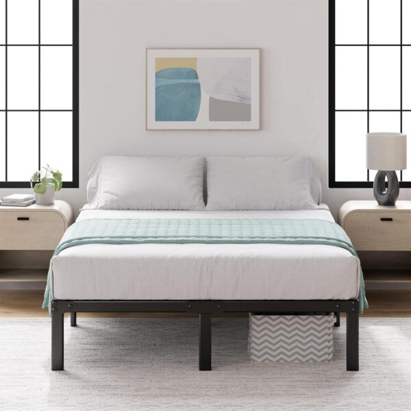Zinus Yelena 14 Inch Metal Platform Bed Frame, Steel Slat Support, No Box Spring Needed, Eco Friendly WonderBox(TM) Packaging, Easy Assembly, Black, Queen