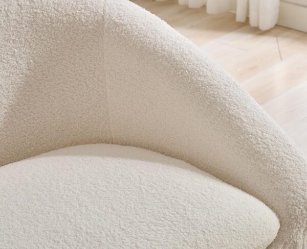 EALSON Boucle Barrel Accent Chair Comfy Modern Sherpa Armchair Round Cozy Upholstered Lounge Chair Cute Reading Single Sofa Chair for Living Room/Bedroom,Beige