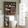 Shintenchi Over The Toilet Storage Cabinet, Bathroom Storage Cabient with Sliding Doors, Bathroom Storage Shelf Organizer with Adjustable Shelf and Anti-Tip Device, Walunt