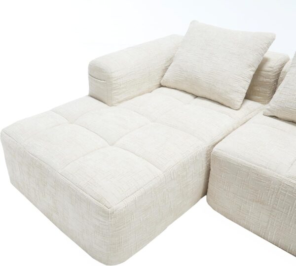 98.42" Cloud Sectional Couch with L-Shape Chaise,Modern Modular Sofa with Deep Seat, Upholstered Couches for Living Room Bedroom,No Assembly Required (Beige)