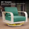EAST OAK Signature 3 Pieces Patio Furniture Set, Outdoor Furniture with Aluminum Frame and Teak Wood Armrest, Thick Outdoor Sofa and Coffee Table, Modern Patio Conversation Set, Champagne Gold & Green