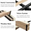 Queen Size Bed Frame with Diamond Tufted Headboard, Velvet Upholstered Platform Bed and Wooden Slat Support, Noise-Free, No Box Spring Needed, Easy Assembly, Beige