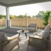 Acanva Modern All-Weather Aluminum Outdoor Patio Sofa with Thick Cushions, Olefin Fabric Sunroom Backyard Furniture, Light Khaki, Loveseat