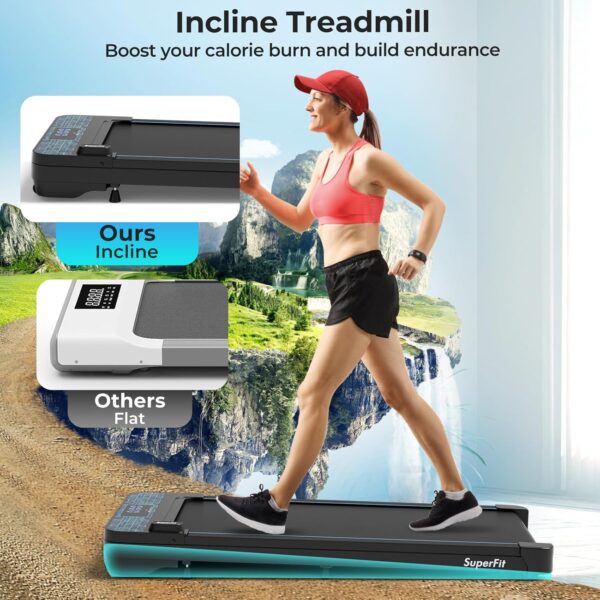 Goplus Walking Pad, 300 LBS Capacity Under Desk Treadmill with Remote & APP Control and LED Display, Portable Treadmills for Home Small, Office