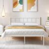 VECELO Queen Metal Platform Bed Frame with Headboard, Heavy Duty Steel Slat Support, Under Bed Storage,No Box Spring Needed, Easy Assembly