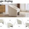 EALSON Boucle Barrel Accent Chair Comfy Modern Sherpa Armchair Round Cozy Upholstered Lounge Chair Cute Reading Single Sofa Chair for Living Room/Bedroom,Beige