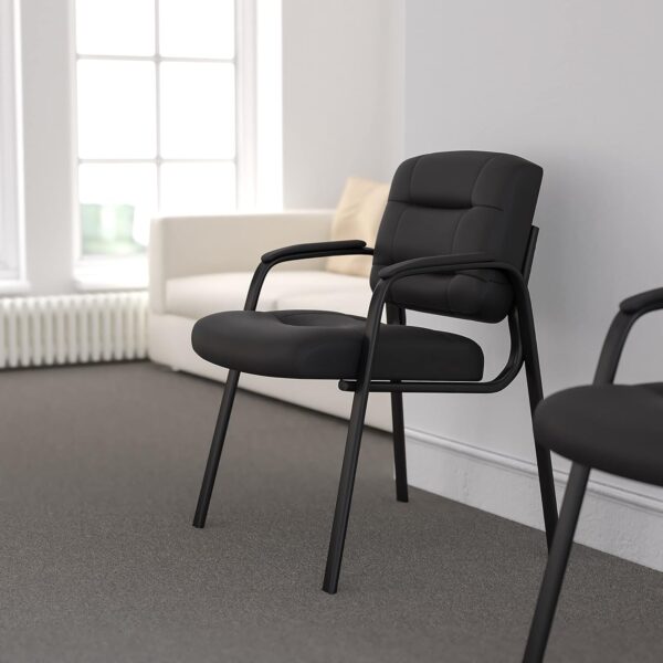 Flash Furniture Darwin Flash Fundamentals LeatherSoft Executive Reception Chair, Modern Tufted Lounge Chair for Living Room or Office, Black