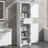 67.3“ Tall Linen Bathroom Storage Cabinet, Modern Linen Cabinet Freestanding with 2 Doors and 1 Drawer, Bathroom Organizers Storage, Shelves for Bathroom, Living Room, Anti-Tipping (White)