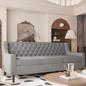 Ball & Cast 78.75'' Modern Sofa with utton Tufted Backrest,Comfy Couch w/Cushions and Upholstered,3 Seat Couches for Living Room,Office,Apartment,Easy to Assemble,Grey