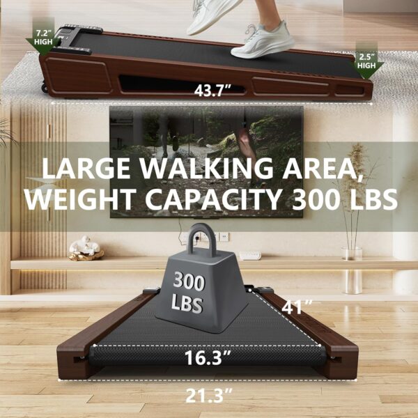 GOYOUTH Walking Pad with 5% Incline, Under Desk Treadmill, Compact Jogging Machine, Wooden Treadmills for Home Office & Small Space, 12 HIIT Programs