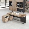 63 Inch L Shaped Executive Office Desk with 2 Drawers, Modern Home Office Desk with File Cabinet, Business Furniture w/Stand Under Desk Storage Organizer with 4 Wheels