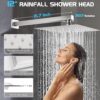 Shower Faucet Set, Rainfall Shower System with Rain Shower Head, Rough-in Valve and Shower Trim Kit Included Brushed Nickel 12 Inch Wall Mount