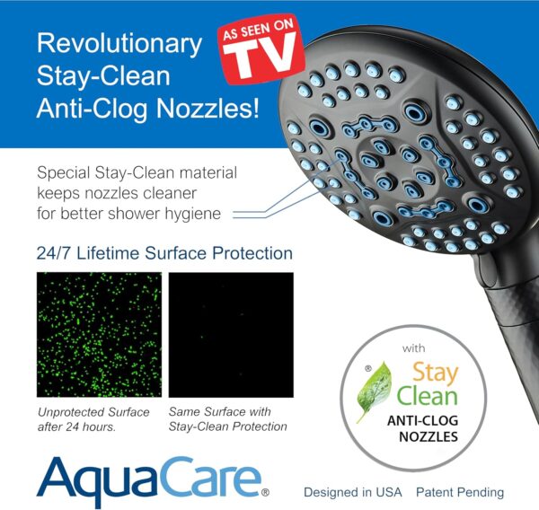 AquaCare 4X High Pressure 10-mode Filter Handheld Shower Head with Dual Power Wash - Clean Tub, Tile & Pets, Remove Chlorine, Metals & Toxins from Water to Protect Skin, Hair & Nails. Matte Black