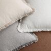 MIULEE Decorative Couch Pillow Covers Neutral Linen Fringe Throw Pillows Set of 4 Mid Modern Cushions Boho Farmhouse Pillowcases for Bed Sofa Living Room Home Decor 18x18 Inch Beige/Brown/Grey