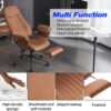 High Back Ergonomic Home Office Desk Chair, Modern Lumbar Support Recline Executive Office Chair with Foot Rest, Suede Leather Swivel Computer Chair with Detachable Arms (Light Brown Suede Fabric)