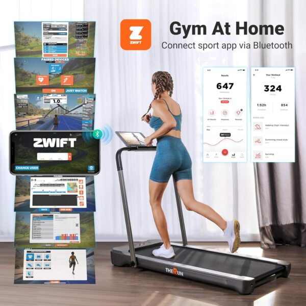 THERUN Walking Pad Treadmill, 3.0 HP Under Desk Treadmills, 2 in 1 Portable Treadmill for Home, Walking Pad with Handle Bar, 18" Widened Running Belt, 350 lbs Capacity with App Connection, Remote