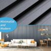Art3d 8 Pack 104" x 6.7" Slat Wall Paneling, Glossy Metal Finish WPC Soundproof 3D Wall Panels, 3D Sound Absorbing Panels for Interior Wall Decor, Living Room, Bedroom - Steel Gray