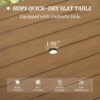 HDPS Patio Table and Chairs Set, 5 Piece Square Table Patio Furniture Set, HDPS All-Weather Material Outdoor Dining Table and Chair,Outdoor Furniture Set with Umbrella Hole, Brown-Oil Printed