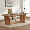 Tribesigns 70.87-Inch Executive Computer Desk: Large Home Office Desk with Solid Wooden Pedestal, Industrial Wood Study Writing Table, Workstation Business Furniture, Walnut