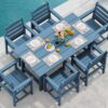8183oh57v4L._AC_SL1500_.jpg SERWALL 7-Piece Patio Dining Table Sets, Outdoor HDPE Dining Furniture Set with Umbrella Hole Cut-Out Table and 6 Chairs, Blue
