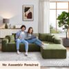 104" Modular Sectional Sofa Couch,L-Shape Upholstered Cloud Couch,Modern Minimalist Couches for Living Room,Free Combination Deep Seat Corner Couch, Sherpa/Right Facing Chaise,Green