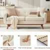 Kingfun 65.2" W Loveseat Sofa, Mid Century Modern Decor Love Seat Couches for Living Room, Button Tufted Upholstered Furniture, Solid & Easy to Install Small Couch for Bedroom Office Apartment, Beige