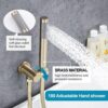AZOS Wall Mounted Bathtub Faucet with Handheld Shower, High Flow Rate Tub Filler Faucet Set with 360° Swivel Spout Fixtures, Brushed Gold Waterfall Tub Faucets