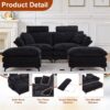 85.83" Sectional Couch, Cloud Couch with Two Movable Ottomans, Modular Sofa, Sectional Couches for Living Room and Office, Black