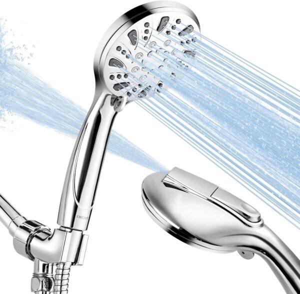 High Pressure Shower Head with Handheld - OHDAY® 6-Mode Powerful Showerhead with 70'' Stainless Steel Hose, Adjustable Bracket and Built-in Power Wash to Clean Tub Tile Pets Bathroom Corner