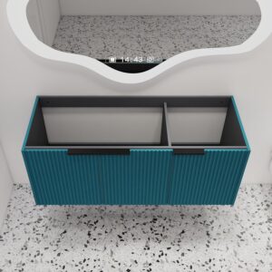 48" Floating Bathroom Vanity Without Sink, 48 inch Wall Mounted Bathroom Cabinet, Modern Lake Blue Cabinet with 3 Soft Close Doors, Basin not Include(MA10348DLBE-C)