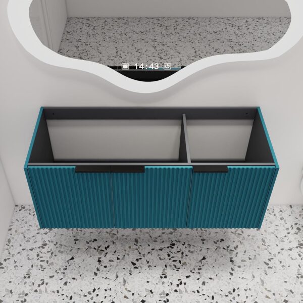 48" Floating Bathroom Vanity Without Sink, 48 inch Wall Mounted Bathroom Cabinet, Modern Lake Blue Cabinet with 3 Soft Close Doors, Basin not Include(MA10348DLBE-C)