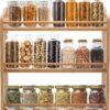 3 Tier Bamboo Spice Rack, Seasoning Jars Rack Shelf Spice Organizer for Kitchen Counter or Wall Mounting