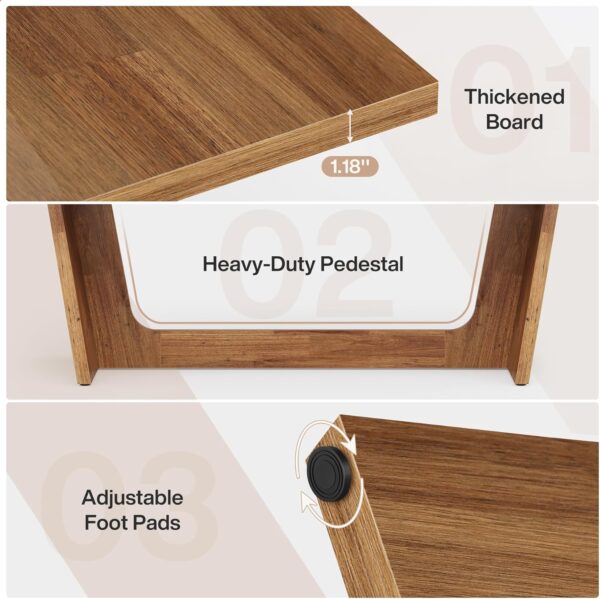 Tribesigns 70.87-Inch Executive Computer Desk: Large Home Office Desk with Solid Wooden Pedestal, Industrial Wood Study Writing Table, Workstation Business Furniture, Walnut
