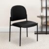 Flash Furniture Tania Comfort Vinyl Upholstered Stackable Side Reception Chair with Padded Seat, Modern Stackable Chair for Living Room/Office, Black