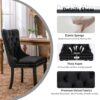 Modern Black Luxury Round Glass Dining Set for 4, 5 Pcs Large Minimalist Circle Kitchen Table Set, 47'' Clear Circular Glass Top Dinner Room Set, Black High-end Tufted Chairs, for Home