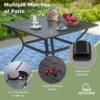 MFSTUDIO 5 Pieces Metal Patio Dining Set, Outdoor Furniture Set with 1 x Square Metal Table and 4 x High-Back Arm Chairs with Cushion (Black)