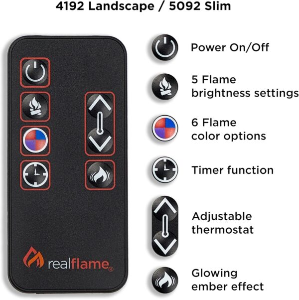 Real Flame Alcott 75” Electric Fireplace with Mantel for Living Room or Bedroom, Replaceable Fireplace Insert Heater, Realistic Log and Flame Effect, Remote Control, Timer