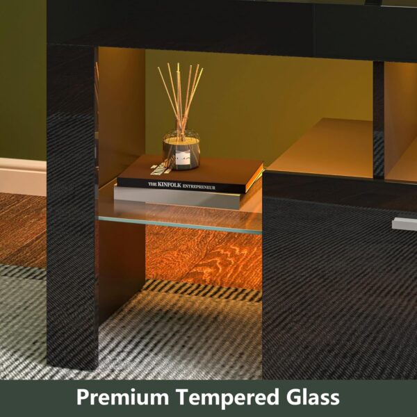 81B1aDmFuEL._AC_SL1500_.jpg Clikuutory Modern LED 63 inch Long TV Stand with Large Storage Drawer for 50 55 60 65 70 75 Inch TVs, Black Wood TV Console with High Glossy Entertainment Center for Living Room, Bedroom, Black