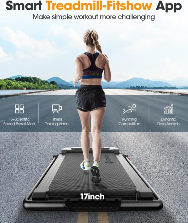 9% Incline Walking Pad Treadmill and Handle Bar, Widened Running Belt, 4MPH/7.6MPH, 2.5HP Treadmill with 380lbs Capacity with Remote, Bluetooth and App Control with Fitshow