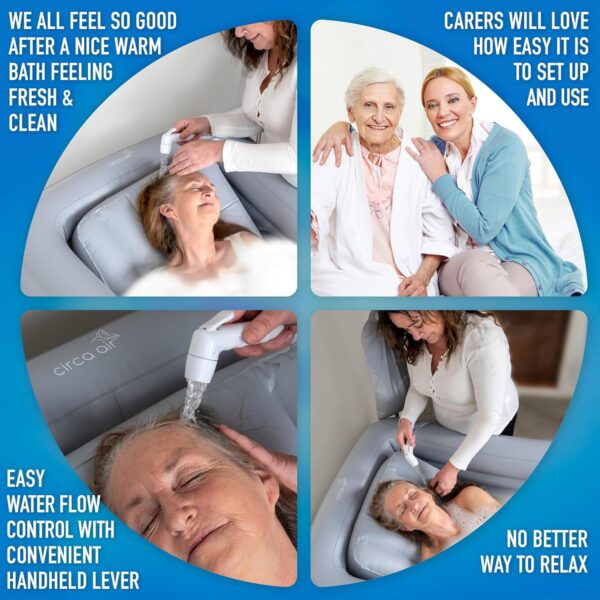 Circa Air Portable Bath Tubs Adults - Medical Inflatable Tub for Bedridden, Handicap, Elderly, Disabled Patients, Collapsible Bathtub System for Elderly Care, Full Bodywash & Hair Washing in Bed