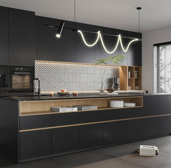 Abyssaly 35.4" x 118" Black Silk Wallpaper Peel and Stick Embossed Self Adhesive Black Contact Paper Removable Kitchen Vinyl Textured Wall Paper Cabinet Furniture Shelf Liner
