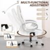 Homall Office Chair High Back Computer Desk Chair, PU Leather Adjustable Height Modern Executive Swivel Task with Padded Armrests and Lumbar Support (White)
