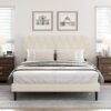 Queen Size Bed Frame with Diamond Tufted Headboard, Velvet Upholstered Platform Bed and Wooden Slat Support, Noise-Free, No Box Spring Needed, Easy Assembly, Beige