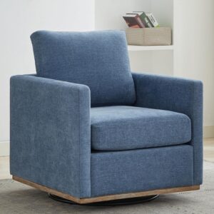 Swivel Accent Chair, 360 Degree Square Swivel Chair for Living Room, Mid Century Modern Upholstered Barrel Chair,Comfy Sofa Armchairs for Bedroom,Nursery,Chenille, Blue