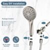 81Cawcs9BkL._AC_SL1500_.jpg BRIGHT SHOWERS High Pressure Shower Head with Handheld, 9 Spray Settings Showerhead Built in Power Wash to Clean Tub and Pets, Extra Long 69" Hose, Adjustable Bracket, Brushed Nickel