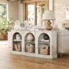 LITTLE TREE 63" Modern Console Sofa Table with 3-Tier Storage, Wooden Rectangular Foyer Table, for Entrance, Hallway, Living Room, Retro White